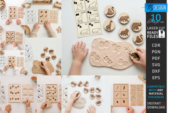 Animal Track Play Dough Stamps Bundle: Laser-Cut Design for Playful Educational Blog Content