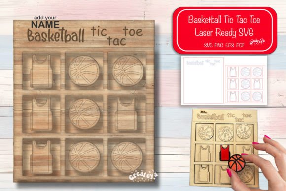 Basketball Tic Tac Toe Laser Cut SVG for Creative Branding & Toy Marketing