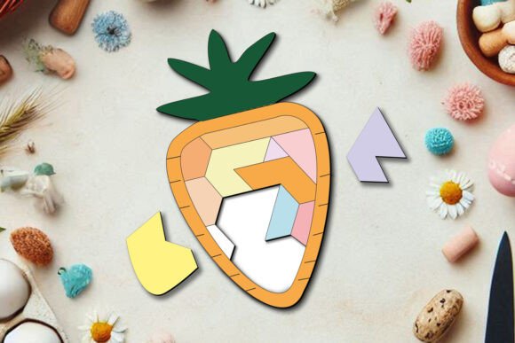 Carrot Easter Puzzle SVG for Spring Branding & Laser-Cut Packaging