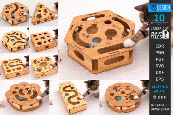 Cat Toy Maze Laser Cut Bundle Pets SVG: Playful Branding for Pet-Centric Businesses