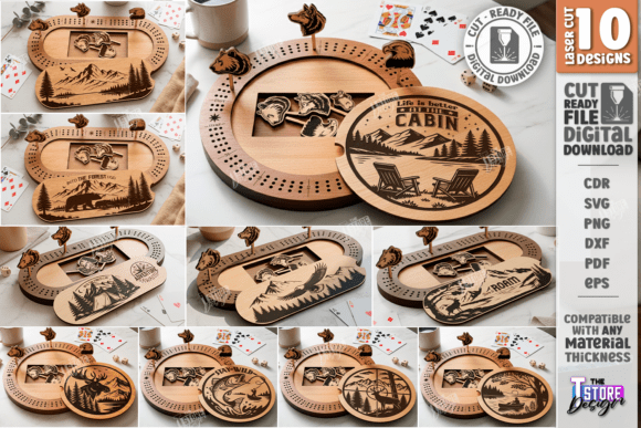 Cribbage Boards Laser Cut Bundle for Toys & Games Design Projects