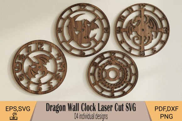Design Striking Fantasy-Inspired Wall Decor with Dragon Wall Clock Laser Cut SVG