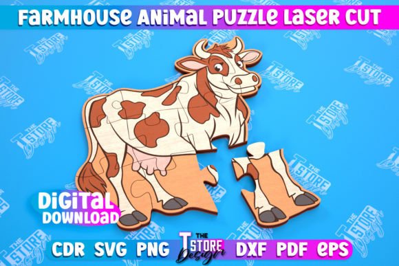 Farmhouse Puzzle Cow Shape Puzzle CNC