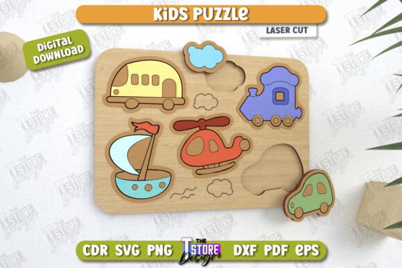 Kids Wooden Puzzle Laser Cut Montessori: A Playful, Versatile Design for Local Branding