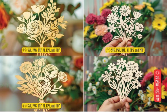 Laser Cut Flower Bouquet SVG Bundle for Valentine’s Day Crafts