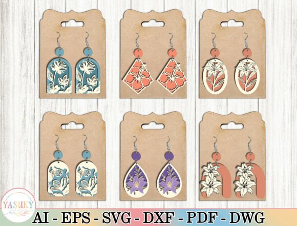 Layered Floral Earring SVG Bundle for Laser-Cut Earring Designs