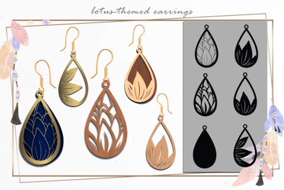 Lotus Earrings SVG for Laser Cutting & Blog Design