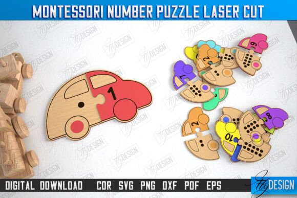 Montessori Number Puzzle Montessori Toy for Laser-Cut Puzzles