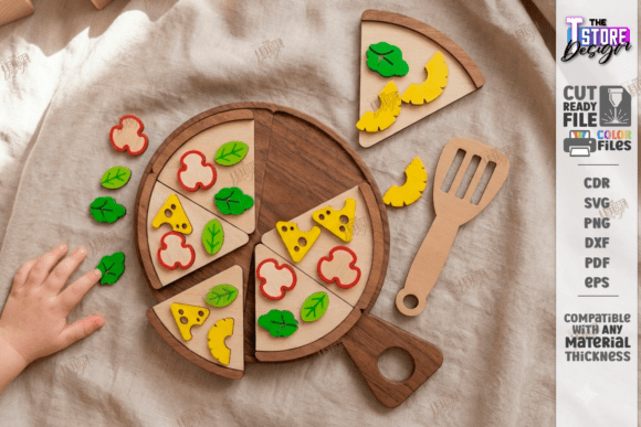 Montessori Pizza Laser Cut Kids Toys SVG for Creative Blog Design & Laser-Cut Publishing Projects