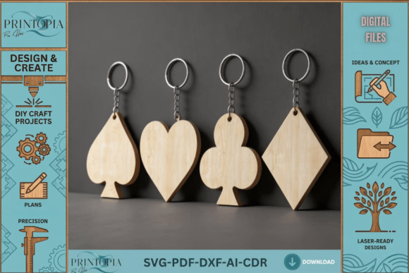 Playing Card Suits Keychain LaserCut: A Sharp Design for Brand Storytelling