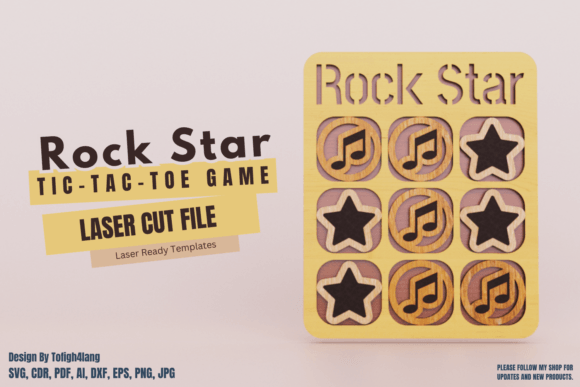 Rock Star Tic Tac Toe: Laser-Cut Design for Playful Brand Puzzles