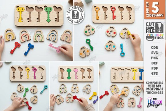 Wooden Key and Lock Puzzle Laser Cut Set for Creative Sellers