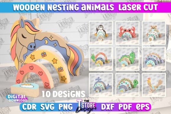 Wooden Nesting Animals Laser Cut Bundle: A Playful Ornament for Local Branding