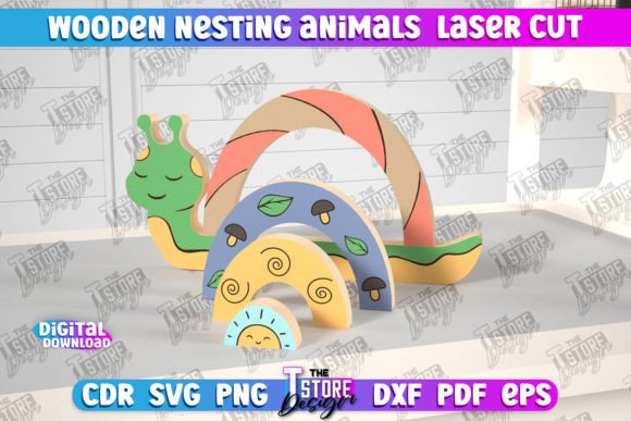 Wooden Nesting Snail Baby Game CNC: Laser-Cut Ornaments for Playful Branding
